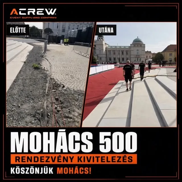 Előtte–utána: a mohácsi Széchenyi tér a Mohács 500 rendezvényre felépítve